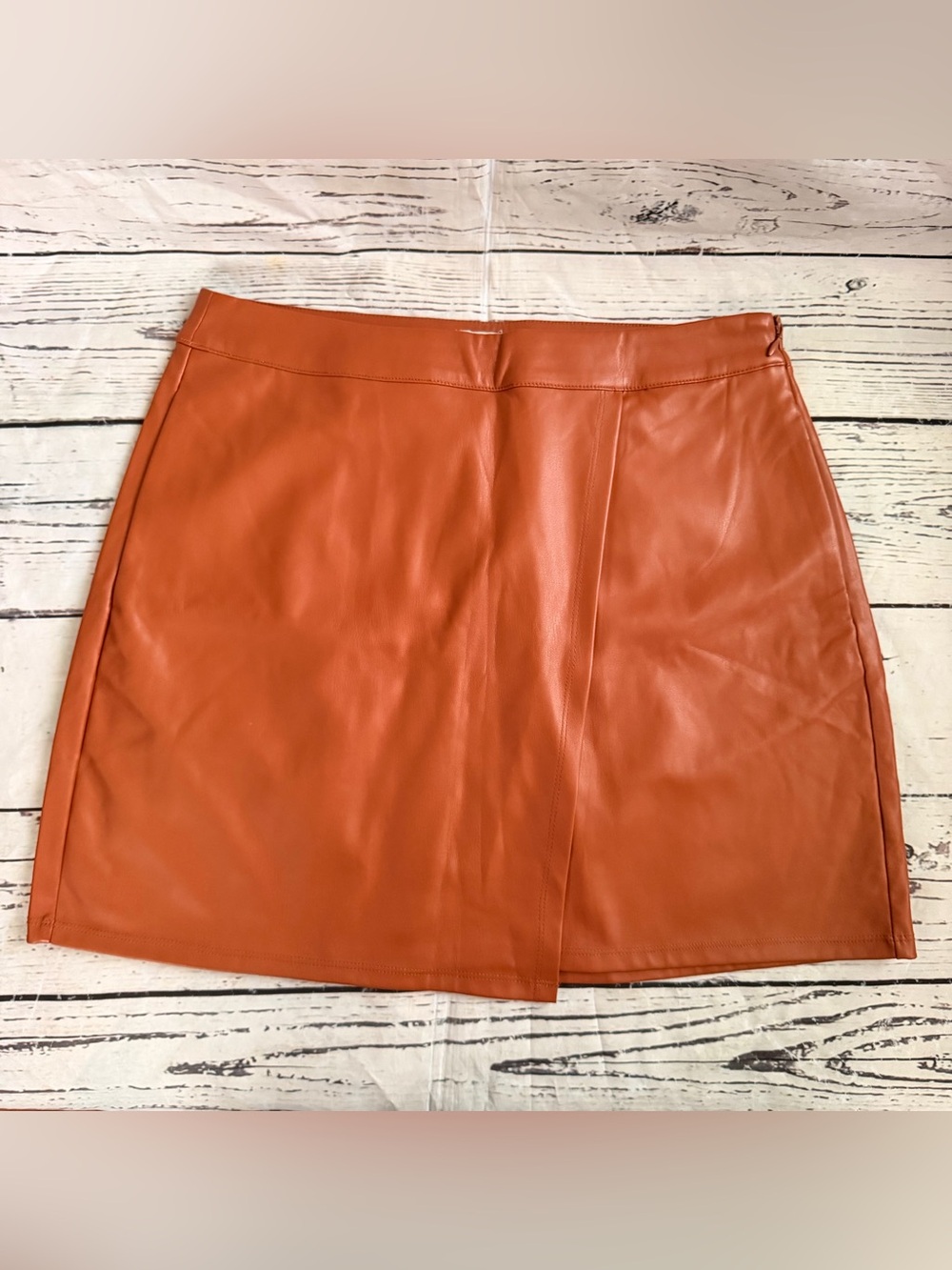 a new day Rust Orange Faux Leather Mini Skirt
